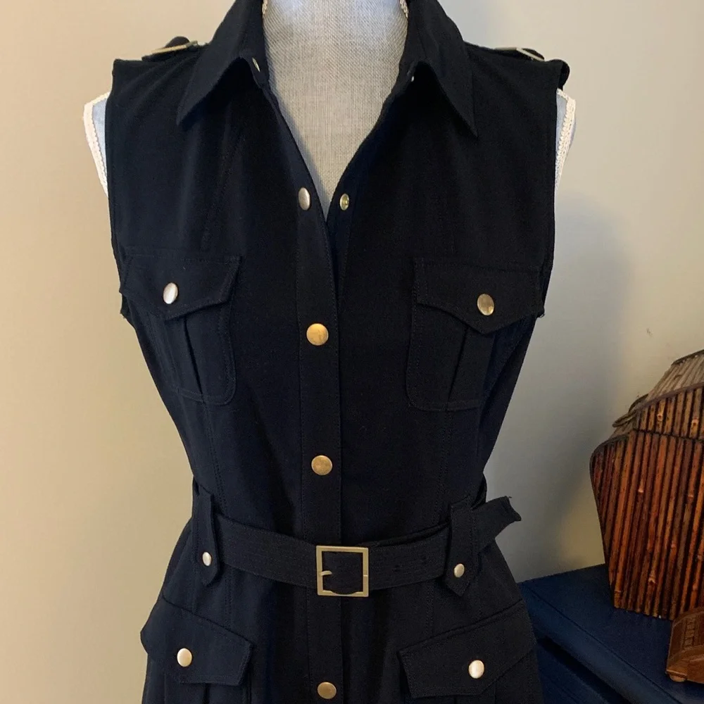 Calvin Klein Black Sleeveless Dress with Belt - Picture 2 of 14